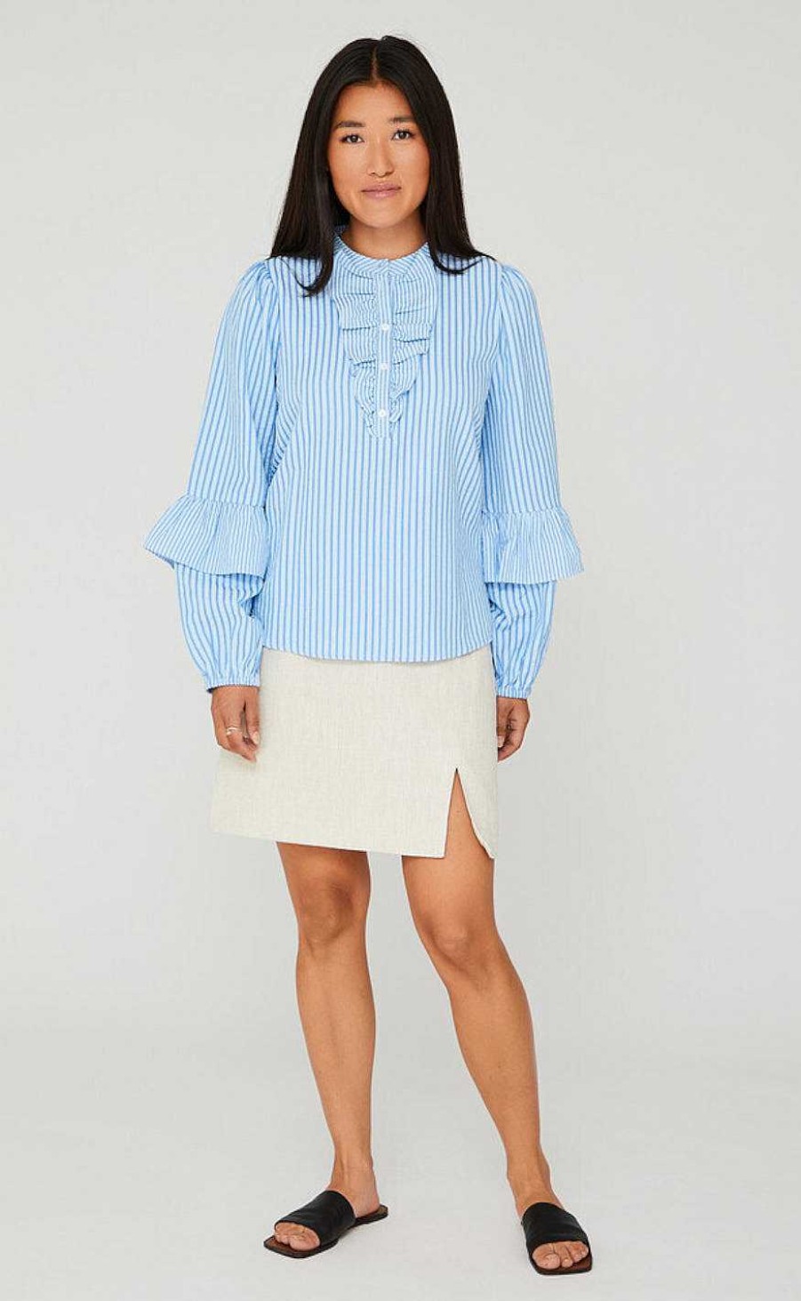 A-view A-View Bluse - Karin - Blue/White Stripe Bluser