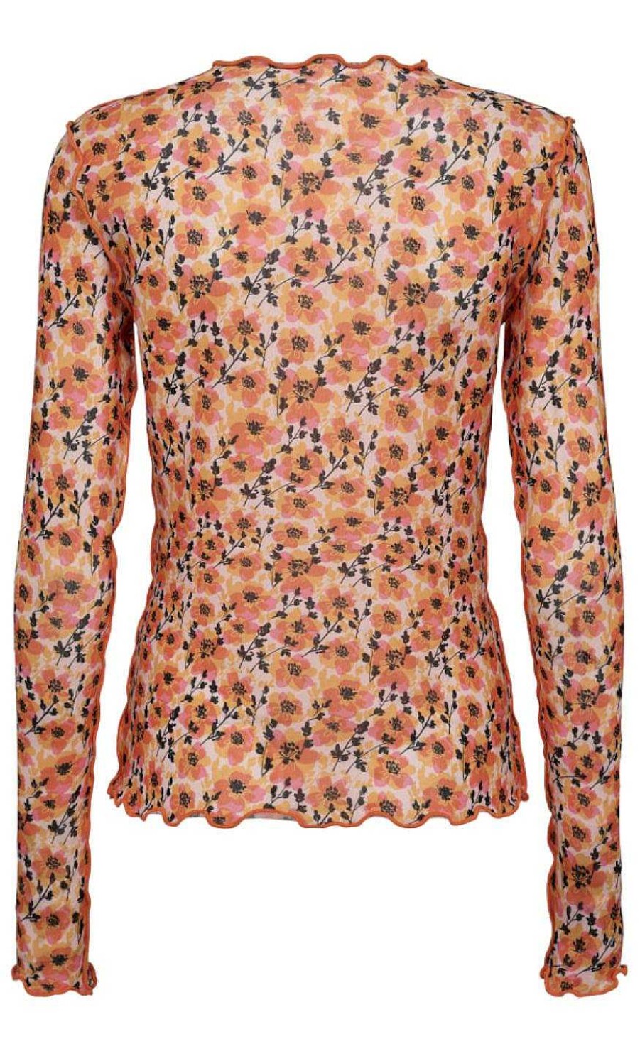 Liberté Liberte Bluse - Mesh - Orange Pink Black Flower Bluser