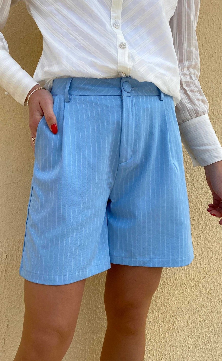 INA Copenhagen Ina Copenhagen Shorts - Mai - Blue Pinstripe Shorts