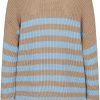 FreeQuent Freequent Pullover - Iben - Desert Taupe W. Chambray Blue Striktrojer & Sweat