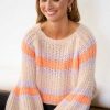 NOELLA Noella Sweater - Pacific - Apricot/Lavender Mix Striktrojer & Sweat