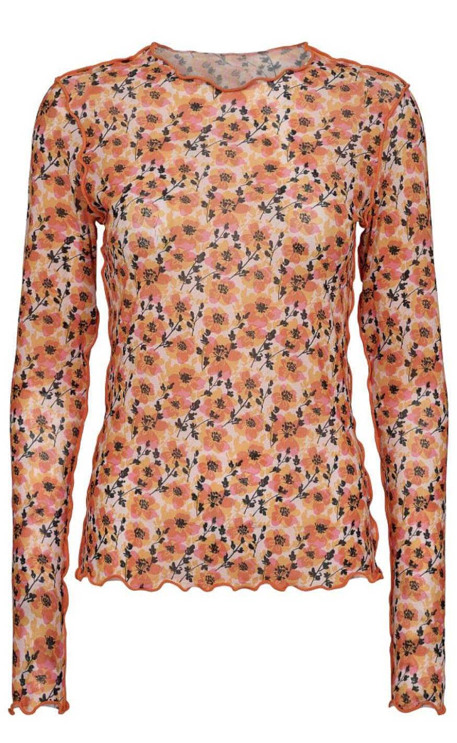 Liberté Liberte Bluse - Mesh - Orange Pink Black Flower Bluser