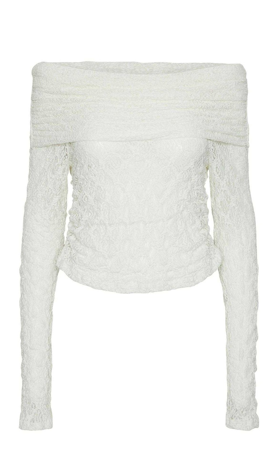 PIECES Pieces Bluse - Naya Off Shoulder Lace - Cloud Dancer Bluser