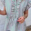 INA Copenhagen Ina Copenhagen Top - Freya - Pink/Green Striped T-Shirts & Toppe