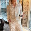 INA Copenhagen Ina Copenhagen Bukser - Juliana Linen - Off White / Black Striped Bukser & Jeans