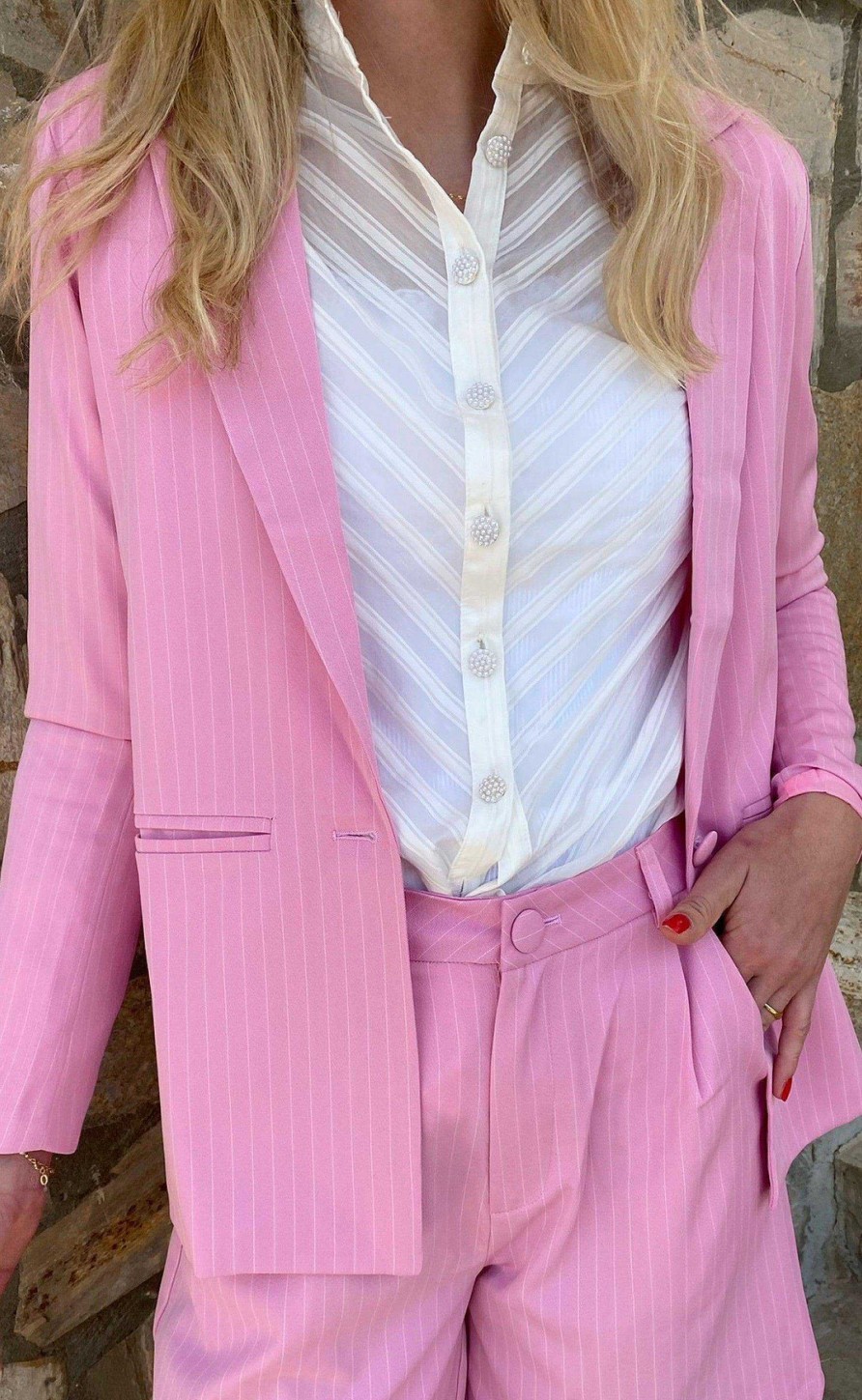 INA Copenhagen Ina Copenhagen Blazer - Mai - Pink Pinstripe Blazere & Indejakker