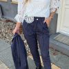 INA Copenhagen Ina Copenhagen Bukser - Zoey Straight - Navy Pinstripe Bukser & Jeans