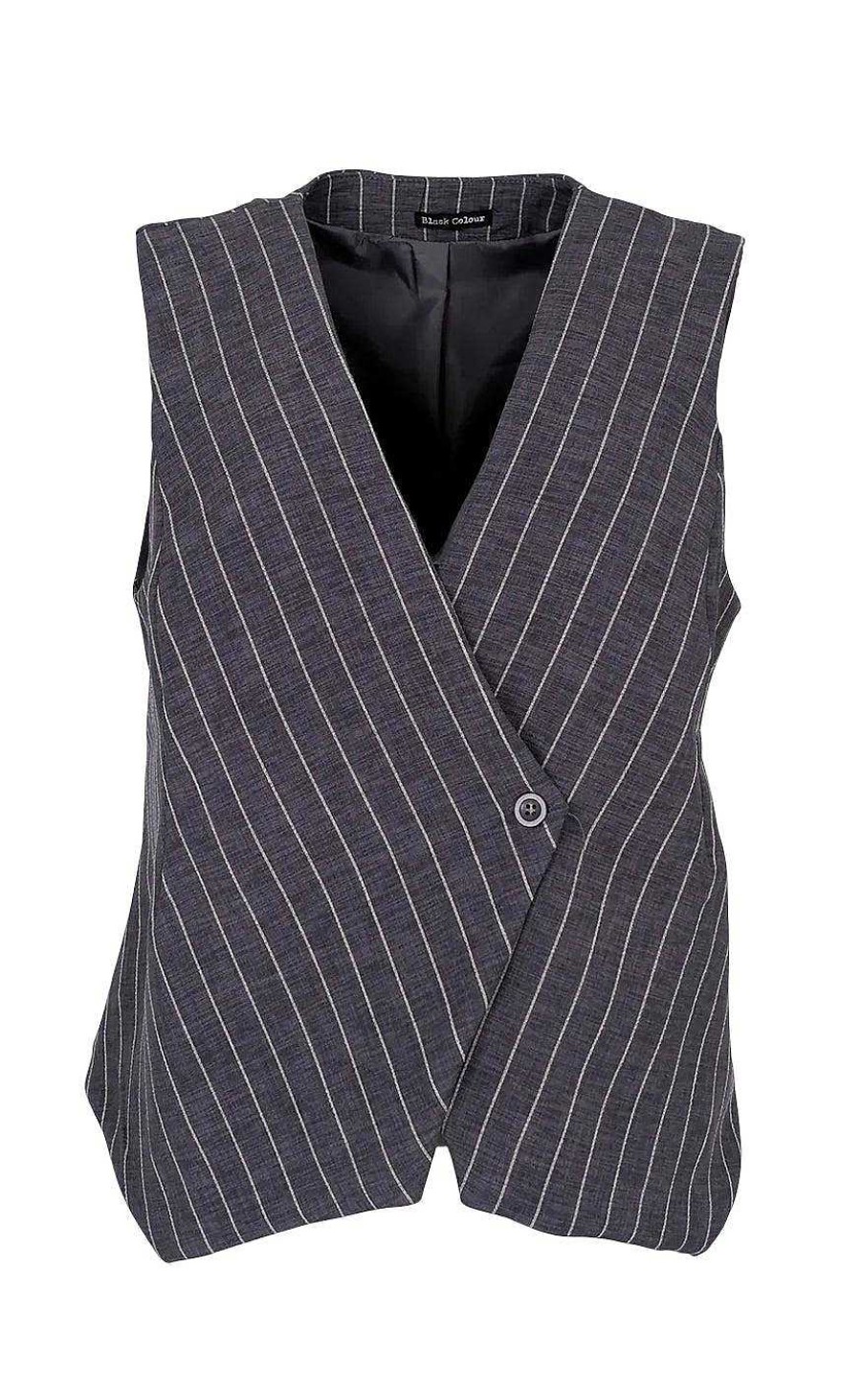 Black Colour Black Colour Vest - Chicago - Grey Stripe Veste