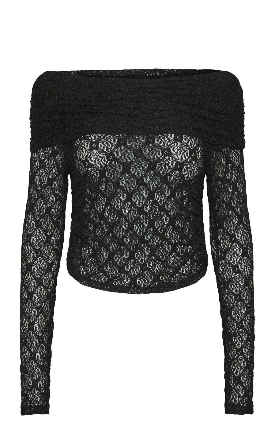 PIECES Pieces Bluse - Naya Off Shoulder Lace - Black Bluser